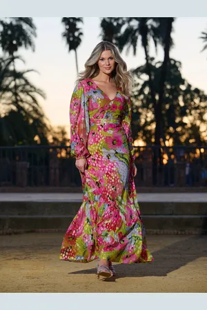 Finding Friday Metallic Printed Balloon Sleeve Maxi Dress