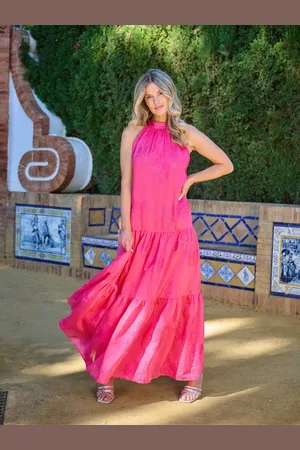 Finding Friday Textured Halterneck Tiered Maxi Dress