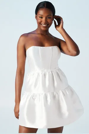 Coast Corset Bandeau Twill Full Skirted Mini Dress