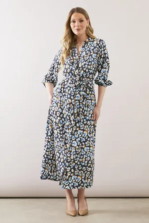wallis Leopard Print Button Through Midi Shirt Dress