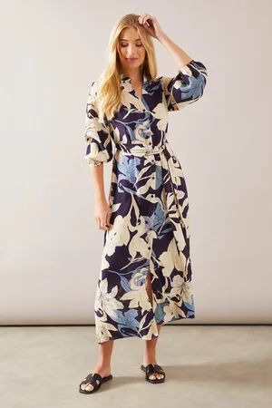 wallis Petite Floral High - Low Hem Button Through Dress