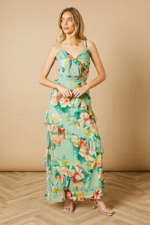Oasis Floral Waist Detail Ruffle Midi Dress