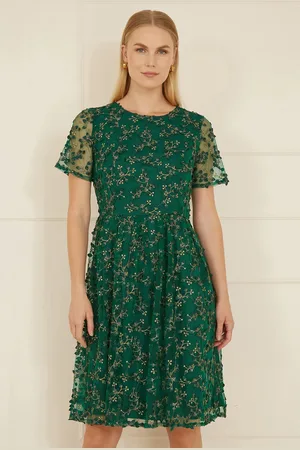 Yumi Embroidered Floral Skater Dress
