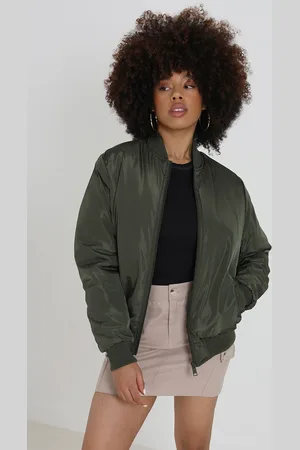 Brave Soul Ruched Sleeve Oversized Bomber Jacket