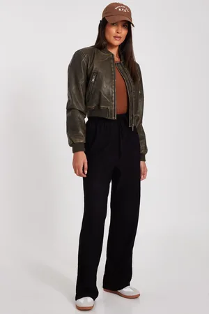 Quiz Faux Leather Bomber Jacket