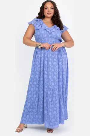Lovedrobe Ruffle V Neck Floral Burn Out Maxi Dress