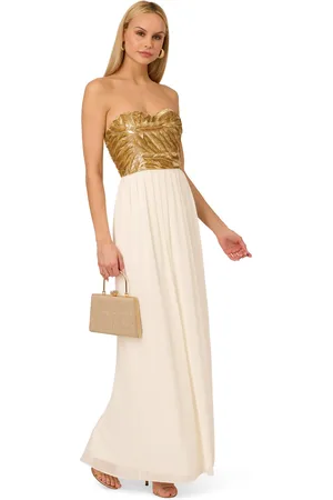 Adrianna Papell Beaded Strapless Long Dress