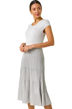 Roman Shimmer Knit Pleated Dress