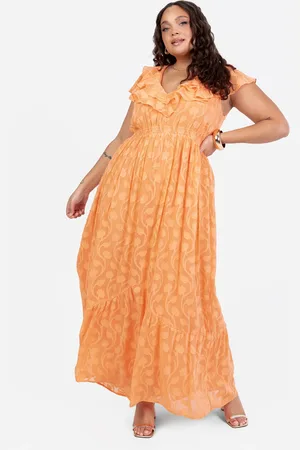 Lovedrobe Ruffle V Neck Floral Burn Out Maxi Dress