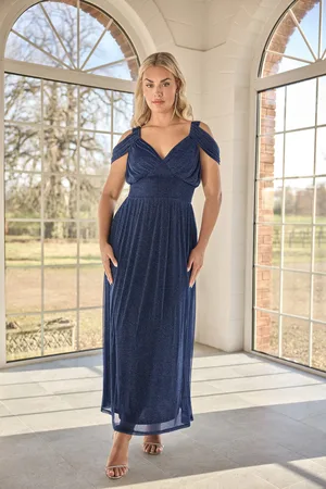 Yours Metallic Cold Shoulder Maxi Dress