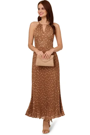 Adrianna Papell Print Pleat Ankle Dress
