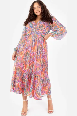 Lovedrobe V Neck Long Sleeve Midaxi Dress