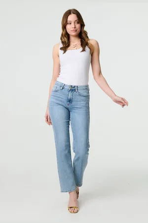 Izabel London Floral Pocket Patch Straight Fit Jeans