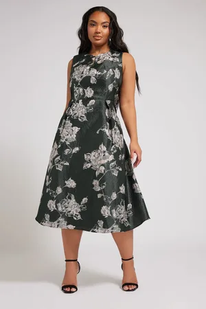 Yours Floral Satin Jacquard Midaxi Dress