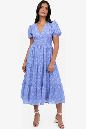 Lovedrobe Short Sleeve Floral Burn Out Midi Dress