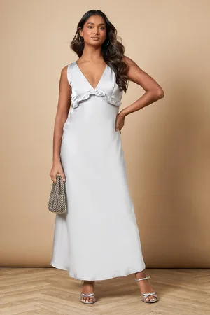 Oasis Satin Ruffle Bust Detail Maxi Dress