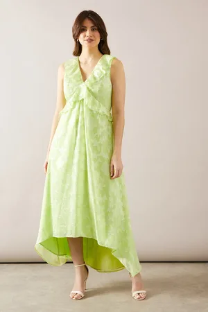 wallis Floral Jacquard Ruffle Hi-Low Midi Dress