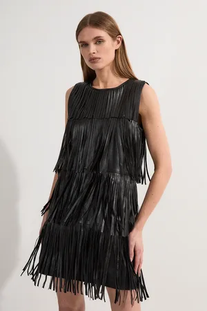 Karen Millen Leather Tassel Mini Dress