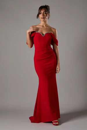 Coast Bardot Maxi Dress With Diamante Trim