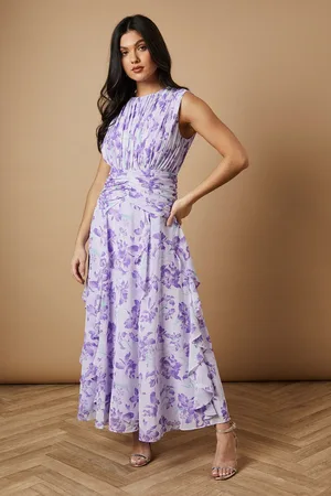 Oasis Floral Waist Detail Ruffle Maxi Dress