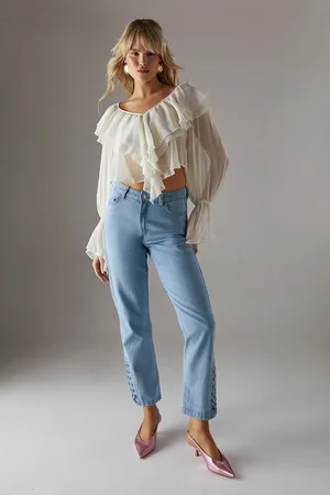 warehouse Denim Whipstitch Straight Leg Jean