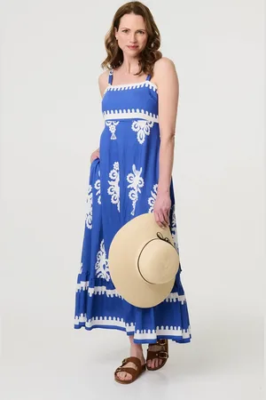Izabel London Ikat Print Sleeveless A-Line Maxi Dress