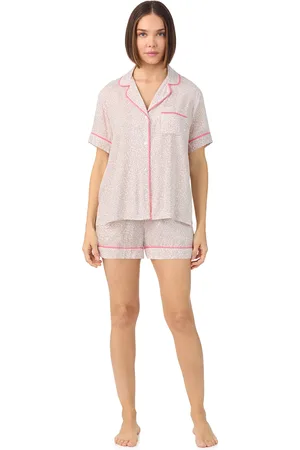 DKNY Breezing Through Short Sleeve Notch Top & Boxer Sleep Set