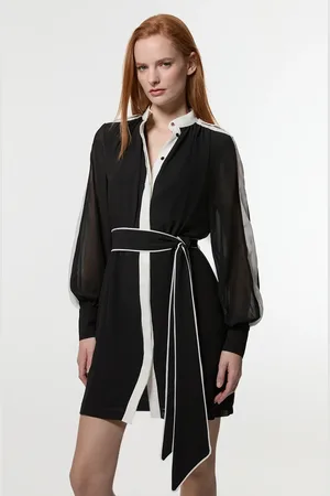 Karen Millen Military Belted Woven Mini Dress