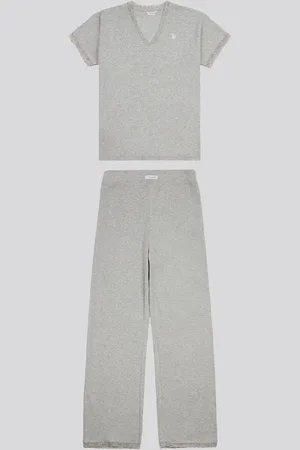 U.S. Polo Assn. Lace Trim Rib T-Shirt Pyjama Set