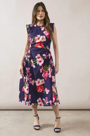 wallis Printed Bead Detail Midi Dress