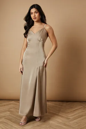 Oasis Contrast Detail Satin Maxi Dress