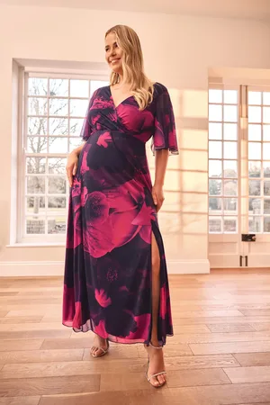Yours Floral Mesh Wrap Maxi Dress
