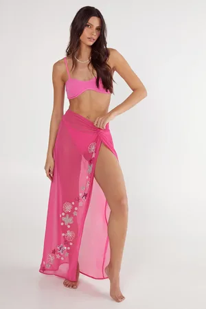 NASTY GAL Embellished Shell Knot Front Maxi Beach Skirt