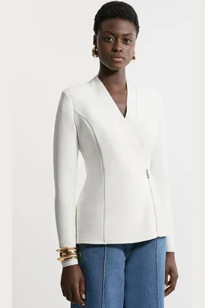 Karen Millen Figure Form Bandage Knit Side Zip Longline Jacket
