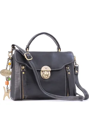 Catwalk Collection Handbags Athena Leather Top Handle Bag With Detachable Crossbody Strap