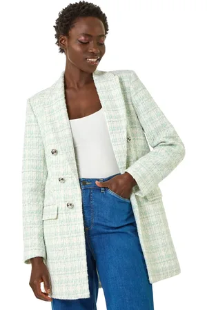 Roman Longline Checkered Boucle Jacket