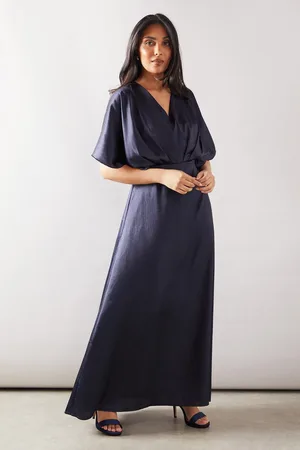 wallis Petite Satin Kimono Sleeve Maxi Dress