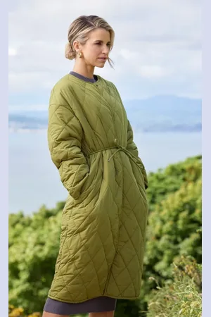 Little Mistress Khaki Quilted Belted Coat