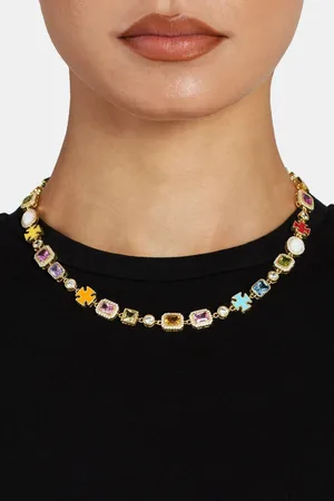 CERNUCCI Pink Multi Gemstone Motif Necklace - Gold