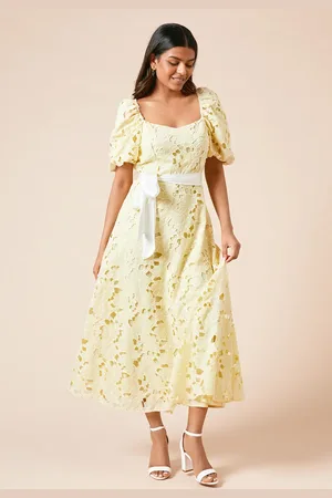 Dorothy Perkins Petite DP Luxe Cutwork Lace Contrast Belt Midi Dress