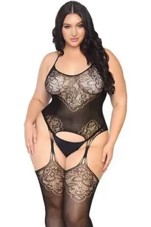 Leg Avenue Lace Suspender Bodystocking Plus Size