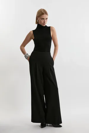 Karen Millen Compact Stretch Essential Wide Leg Tailored Trouser