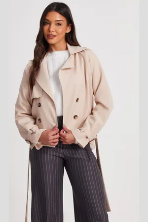 Quiz Faux Leather Cropped Trench