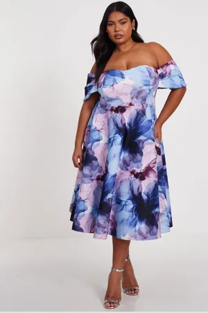 Quiz Curve Floral Bardot Midi Dress