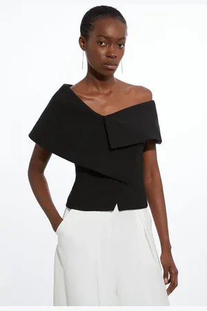 Karen Millen Compact Stretch Asymmetric Collar Tailored Top