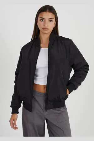 Brave Soul Ruched Sleeve Oversized Bomber Jacket
