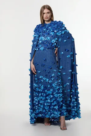 Karen Millen Crystal Applique Woven Maxi Cape