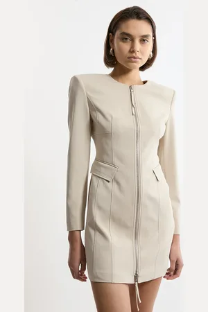 Karen Millen Tailored Viscose Zip Through Multi Stitch Mini Dress