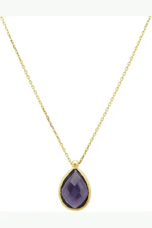 Latelita Petite Drop Necklace Gold Amethyst Hydro