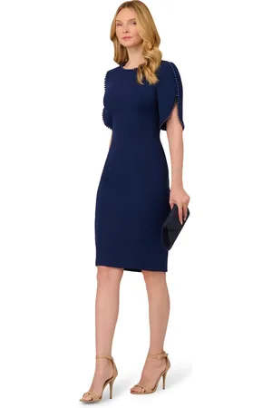Adrianna Papell Embroidered Surplice Midi